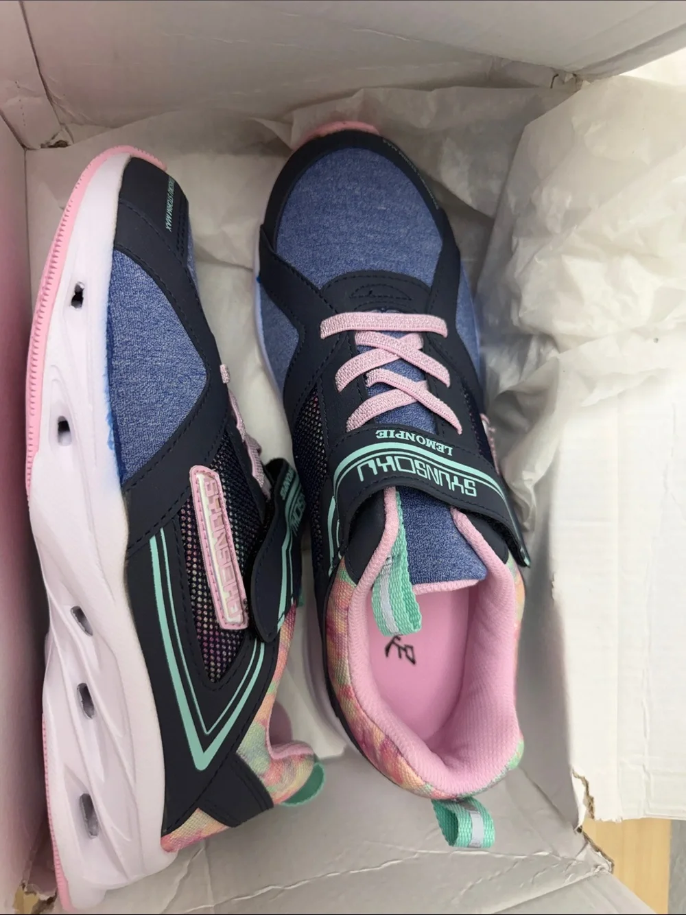 SHUN Navy and Pink Kids Athletic Sneakers